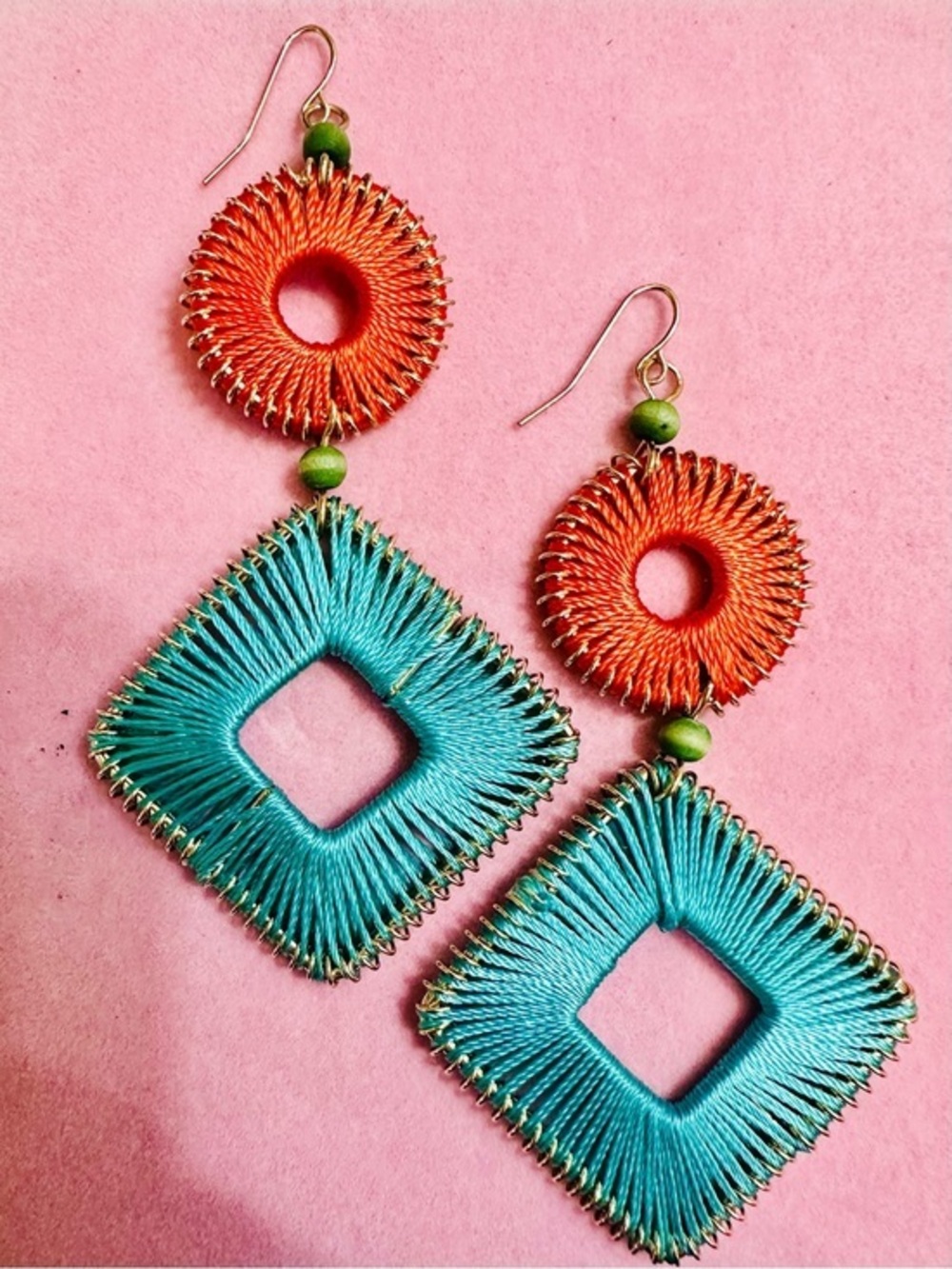 NWT Boho Woven Geometric Statement Earrings